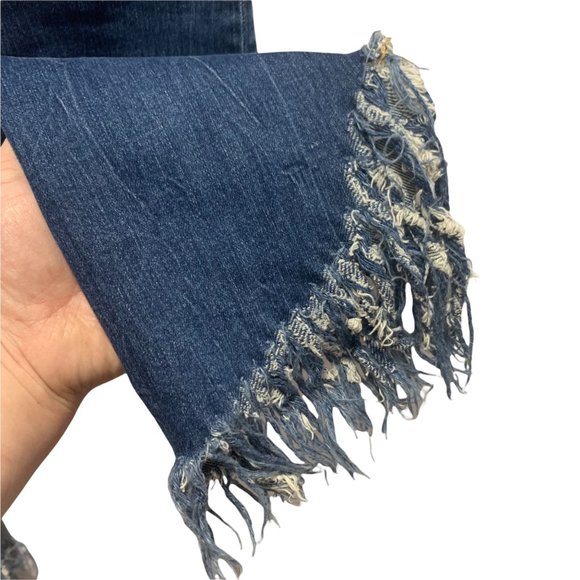 Maryley Stretch Crop Fray Hem Jeans Hippie Grunge Size US 28 - Picture 10 of 11